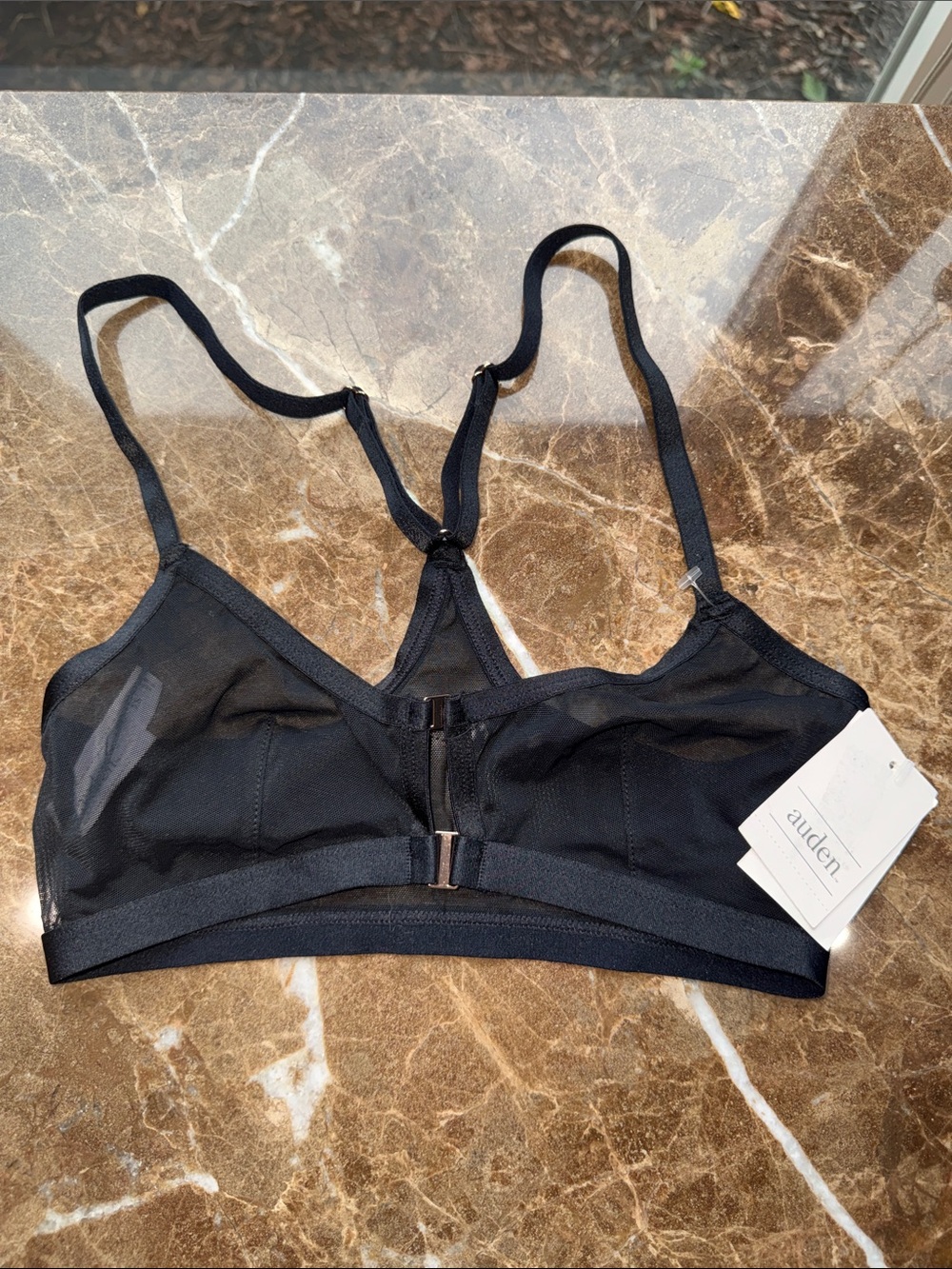 Auden Black Mesh Front-Closure Racerback Bralette